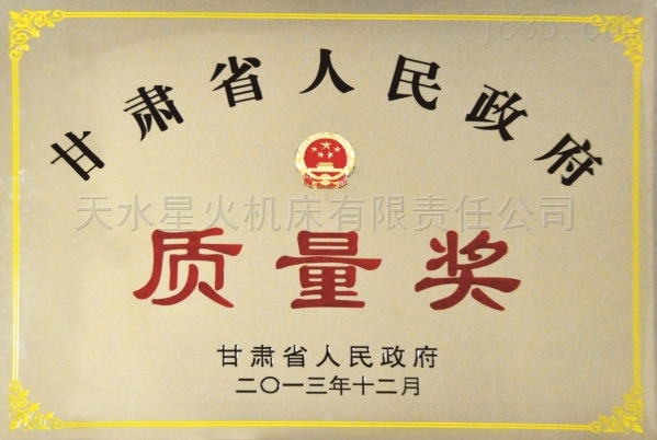 2013年公司获省政府质量奖